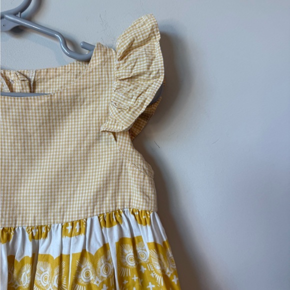 Ricrac & Ruffles Yellow and White Owl Print girls  Dress sie 2T - Picture 5 of 6
